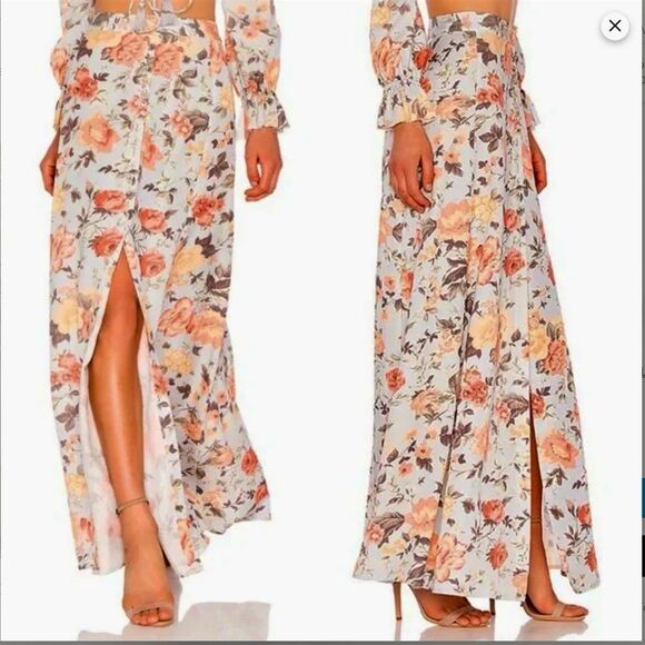 REVOLVE Majorelle Sangria Floral Maxi Skirt in Blue and Orange size large - Picture 1 of 11